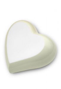 Heart shaped cremation ashes keepsake urn ivory and white